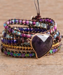 Bracelet Amour Bohème Chic coeur en Améthyste